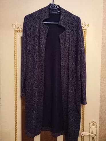 Qadın paltosu-kardiqan dəsti - Rəng: tünd göy (parıltılı ipliklə) - lalafo.az -da Qadın paltosu-kardiqan dəsti - Rəng: tünd göy (parıltılı ipliklə) -