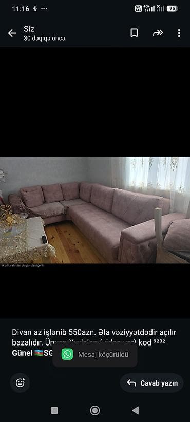 Divan az işlənib 550azn. Əla vəziyyətdədir açılır bazalıdır. Ünvan lalafo.az -da Divan az işlənib 550azn. Əla vəziyyətdədir açılır bazalıdır. Ünvan