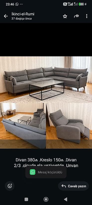 Divan 380₼ .Kreslo 150₼ .Divan 2/3 .olcude ela veziyyetde .Unvan lalafo.az -da Divan 380₼ .Kreslo 150₼ .Divan 2/3 .olcude ela veziyyetde .Unvan