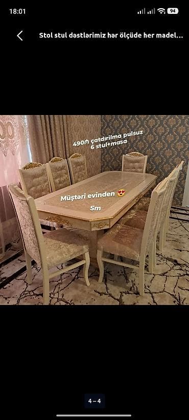 Qonaq otağı üçün, Yeni, Açılmayan, Dördbucaq masa, 6 stul lalafo.az -da Qonaq otağı üçün, Yeni, Açılmayan, Dördbucaq masa, 6 stul