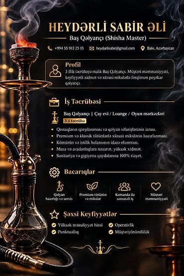 Qəlyançı, 19 yaş, 3-5 illik təcrübə lalafo.az -da Qəlyançı, 19 yaş, 3-5 illik təcrübə