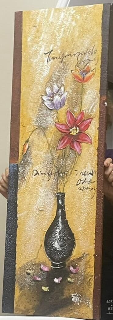 Dekorativ tablo – əl işi - Mövzu: Vazoda çiçəklər kompozisiyası - lalafo.az -da Dekorativ tablo – əl işi - Mövzu: Vazoda çiçəklər kompozisiyası -