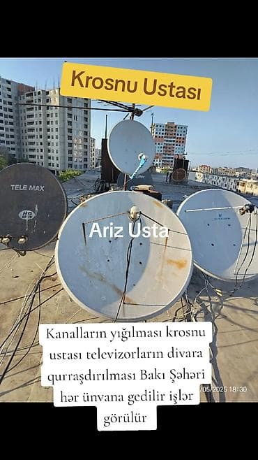Krosnu ustası Kanalların yığılması Televizorların divara at lalafo.az Krosnu ustası Kanalların yığılması Televizorların divara