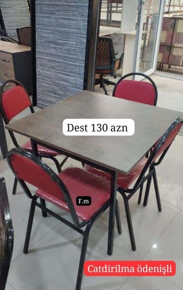 Yeni, Dördbucaq masa, 4 stul, Açılmayan, Stullar ilə lalafo.az -da Yeni, Dördbucaq masa, 4 stul, Açılmayan, Stullar ilə