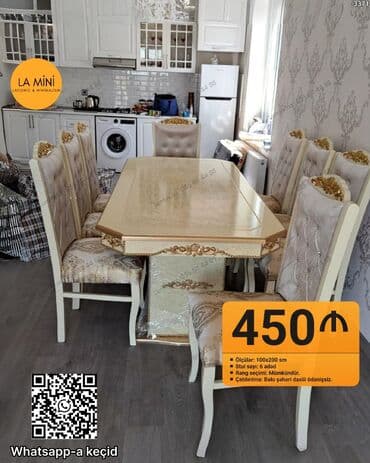 Qonaq otağı üçün, Dördbucaq masa, 6 stul lalafo.az -da Qonaq otağı üçün, Dördbucaq masa, 6 stul