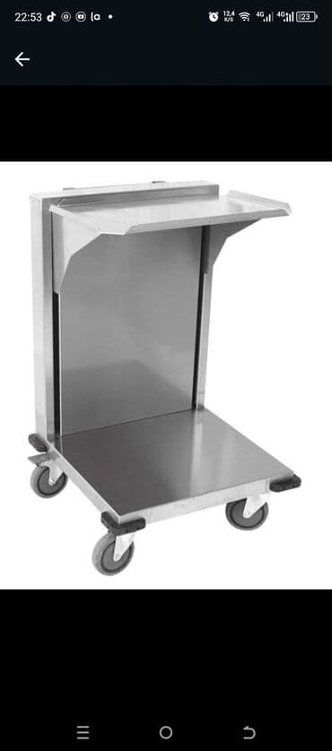 Mağaza arabaları: Paslanmayan metaldan hazırlanmış, dörd təkərli, yuxarıda tutacaqı olan lalafo.az -da — 6 Mağaza arabaları: Paslanmayan metaldan hazırlanmış, dörd təkərli, yuxarıda tutacaqı olan — 6