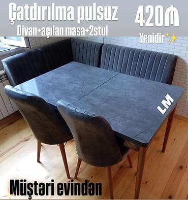 Mətbəx dəsti – Divan + açılan masa + 2 stul Qiymət: 420₼ Komplekt: - lalafo.az -da Mətbəx dəsti – Divan + açılan masa + 2 stul Qiymət: 420₼ Komplekt: -
