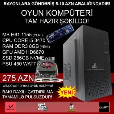 Oyun üçün Kompüter "Legion Core i5 3470 AMD HD6670 256GB NVME” ⭐Tək lalafo.az -da Oyun üçün Kompüter "Legion Core i5 3470 AMD HD6670 256GB NVME” ⭐Tək