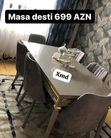 Qonaq otağı üçün, Açılmayan, Dördbucaq masa, 6 stul lalafo.az -da Qonaq otağı üçün, Açılmayan, Dördbucaq masa, 6 stul