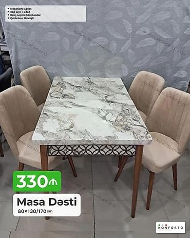 Masa Dəsti – 80×130/170 sm - Mexanizm: Açılan (uzadıla bilən masa – at lalafo.az Masa Dəsti – 80×130/170 sm - Mexanizm: Açılan (uzadıla bilən masa –