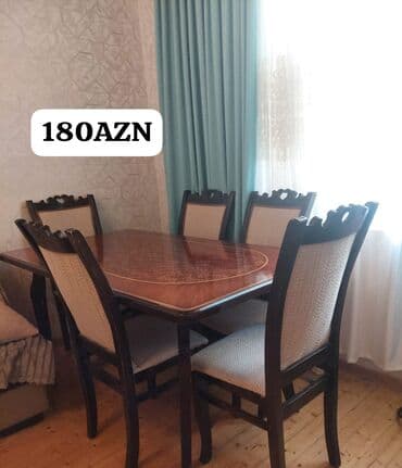 Qonaq otağı üçün, İşlənmiş, Dördbucaq masa, 6 stul lalafo.az -da Qonaq otağı üçün, İşlənmiş, Dördbucaq masa, 6 stul