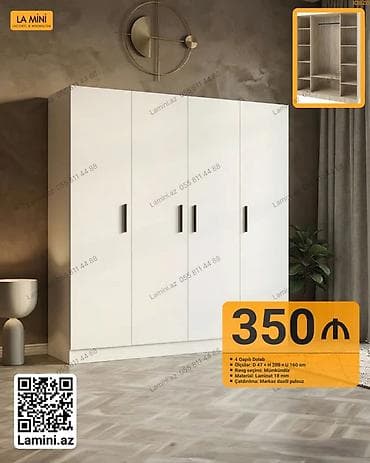 4 qapılı, Ağ, Digər material, Açılan, Düz dolab lalafo.az -da 4 qapılı, Ağ, Digər material, Açılan, Düz dolab