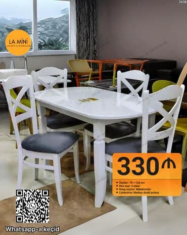 Mətbəx üçün, Oval masa, 4 stul lalafo.az -da Mətbəx üçün, Oval masa, 4 stul