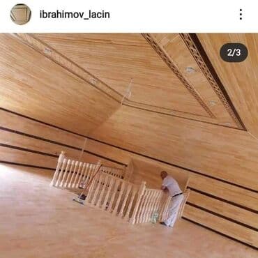 Поддоны: Taxta daxili bəzək və pilləkən işləri - Material: təbii ağac (tavan at lalafo.az — 3 Поддоны: Taxta daxili bəzək və pilləkən işləri - Material: təbii ağac (tavan — 3