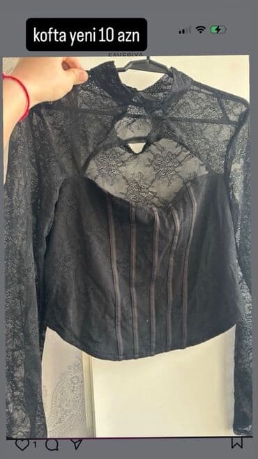 Qara, dantelli qadın koftası - Uzunqol, şəffaf dantel üst hissə - lalafo.az -da Qara, dantelli qadın koftası - Uzunqol, şəffaf dantel üst hissə -