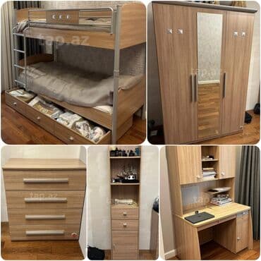 Oğlan və qız üçün, İşlənmiş, 2 təknəfərlik çarpayı, Yazı masası, Dolab, Komod lalafo.az -da Oğlan və qız üçün, İşlənmiş, 2 təknəfərlik çarpayı, Yazı masası, Dolab, Komod