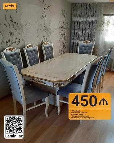 Qonaq otağı üçün, Dördbucaq masa, 6 stul lalafo.az -da Qonaq otağı üçün, Dördbucaq masa, 6 stul