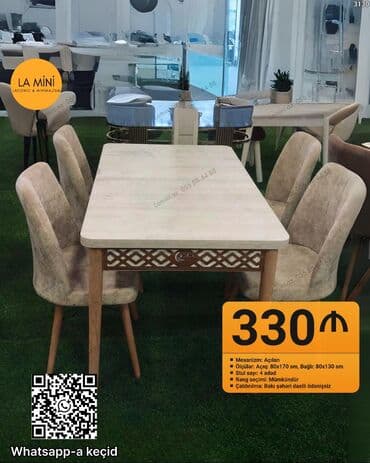 Qonaq otağı üçün, Açılan, Dördbucaq masa, 4 stul lalafo.az -da Qonaq otağı üçün, Açılan, Dördbucaq masa, 4 stul