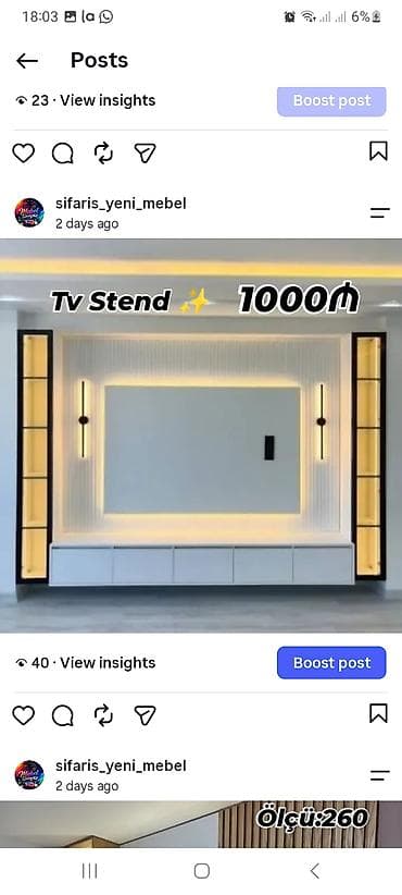 TV stend – müasir dizayn - Divara quraşdırılan geniş TV paneli lalafo.az -da TV stend – müasir dizayn - Divara quraşdırılan geniş TV paneli