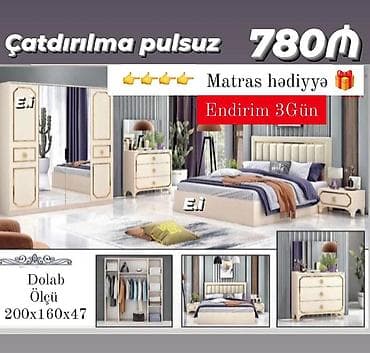 Yataq otağı mebel dəsti Tərkibi: - 3 qapılı güzgülü şkaf (daxili lalafo.az -da Yataq otağı mebel dəsti Tərkibi: - 3 qapılı güzgülü şkaf (daxili