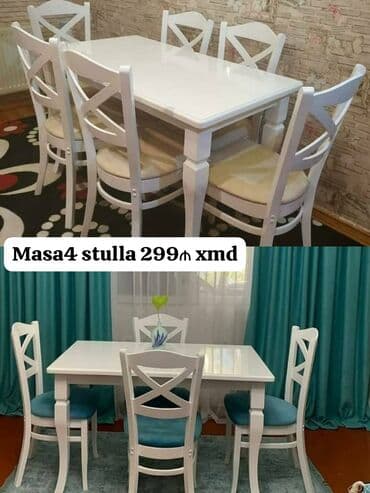 Mətbəx üçün, Yeni, Açılmayan, Dördbucaq masa, 6 stul lalafo.az -da Mətbəx üçün, Yeni, Açılmayan, Dördbucaq masa, 6 stul