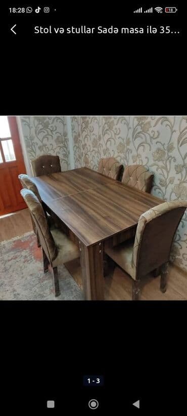 Qonaq otağı üçün, Yeni, Açılmayan, Dördbucaq masa, 6 stul lalafo.az -da Qonaq otağı üçün, Yeni, Açılmayan, Dördbucaq masa, 6 stul