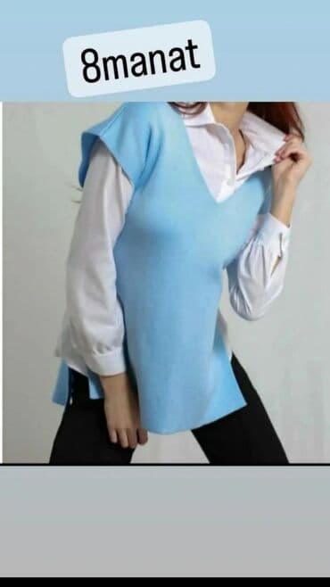 Qadınlar üçün yun qarışımlı, açıq mavi rəngli sviter-jele lalafo.az -da Qadınlar üçün yun qarışımlı, açıq mavi rəngli sviter-jele