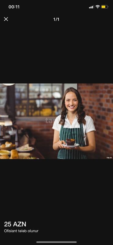 Ofisiant tələb olunur, Yeməkxana, 30-45 yaş lalafo.az -da Ofisiant tələb olunur, Yeməkxana, 30-45 yaş