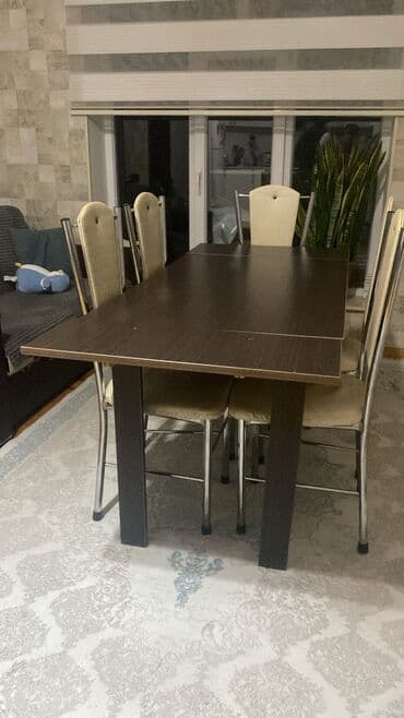 Mətbəx üçün, İşlənmiş, Açılan, Dördbucaq masa, 6 stul lalafo.az -da Mətbəx üçün, İşlənmiş, Açılan, Dördbucaq masa, 6 stul