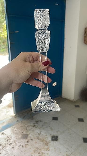 Kristal şamdan - Material: qalın, şəffaf kəsimli kristal (diamant lalafo.az -da Kristal şamdan - Material: qalın, şəffaf kəsimli kristal (diamant