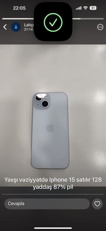 IPhone 15, 128 GB, Mavi, Face ID lalafo.az -da IPhone 15, 128 GB, Mavi, Face ID