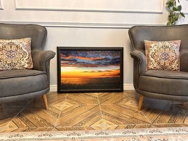 Авторская картина маслом. Морской закат, насыщенные тёплые цвета lalafo.az -da Авторская картина маслом. Морской закат, насыщенные тёплые цвета