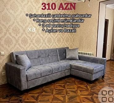 Künc divan – açılan və bazalı model - Ölçü: L formalı künc yerləşimi lalafo.az -da Künc divan – açılan və bazalı model - Ölçü: L formalı künc yerləşimi