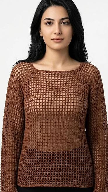 Qadınlar üçün toxunma tor naxışlı sviter - Material: yumşaq iplikdən at lalafo.az Qadınlar üçün toxunma tor naxışlı sviter - Material: yumşaq iplikdən