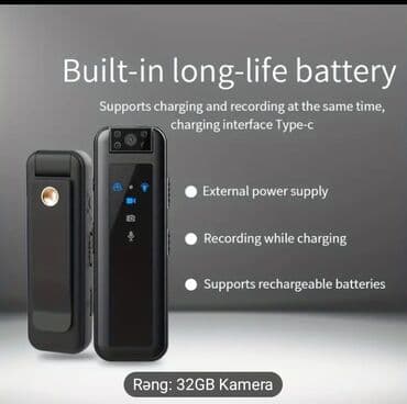 Body Camera 32GB✅(64 Gblıq da var-100AZN)
180°✅
Audio ✅ lalafo.az -da Body Camera 32GB✅(64 Gblıq da var-100AZN)
180°✅
Audio ✅