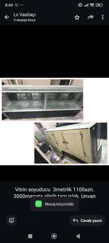 Vitrin soyuducu 3metrlik 1100azn. 3000manata alinib tam islek. Unvan lalafo.az -da Vitrin soyuducu 3metrlik 1100azn. 3000manata alinib tam islek. Unvan