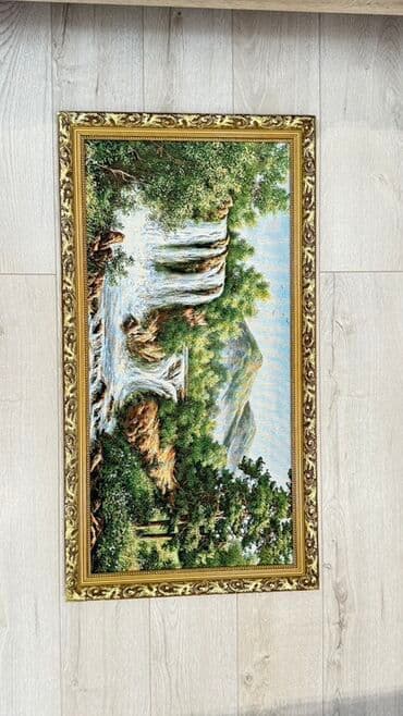 Şəlalə mənzərəsi təsvir olunmuş bu rəsm əsəri qızılı rəngli çərçivə lalafo.az -da Şəlalə mənzərəsi təsvir olunmuş bu rəsm əsəri qızılı rəngli çərçivə