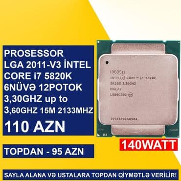Prosessor Intel Core i7 Prosessor “LGA 2011-V3 (5ci nəsil) İntel Core i7 5820K”, > 8 nüvə, İşlənmiş lalafo.az -da Prosessor Intel Core i7 Prosessor “LGA 2011-V3 (5ci nəsil) İntel Core i7 5820K”, > 8 nüvə, İşlənmiş
