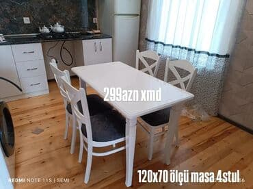Mətbəx üçün, Açılmayan, Dördbucaq masa, 4 stul lalafo.az -da Mətbəx üçün, Açılmayan, Dördbucaq masa, 4 stul