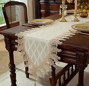 Masa üçün dekorativ runner (Süfrə) İşıqda zərif parıltı verən Luks lalafo.az -da Masa üçün dekorativ runner (Süfrə) İşıqda zərif parıltı verən Luks