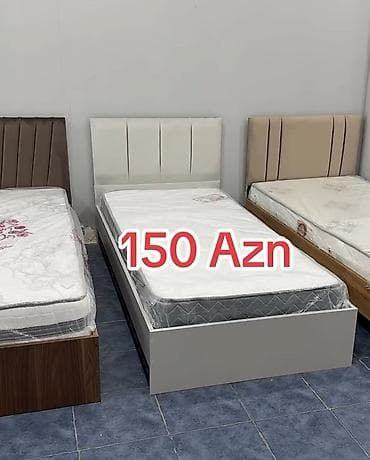 Tək nəfərlik çarpayı və matras dəsti - Rəng: ağ karkas, açıq rəngli lalafo.az -da Tək nəfərlik çarpayı və matras dəsti - Rəng: ağ karkas, açıq rəngli