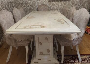 Qonaq otağı üçün, İşlənmiş, Açılmayan, Dördbucaq masa, 6 stul lalafo.az -da Qonaq otağı üçün, İşlənmiş, Açılmayan, Dördbucaq masa, 6 stul