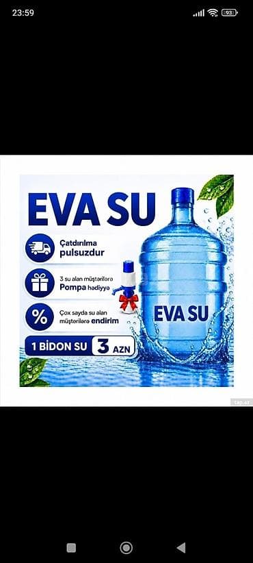 EVA SU – Hər zaman xidmətinizdəyik 💧 🚚 Bütün bölgələrə çatdirilma var lalafo.az -da EVA SU – Hər zaman xidmətinizdəyik 💧 🚚 Bütün bölgələrə çatdirilma var