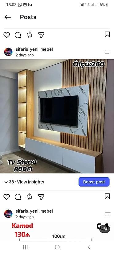Məhsul: Divar üçün TV stendi və dekor panel sistemi - Ümumi ölçü: 260 lalafo.az -da Məhsul: Divar üçün TV stendi və dekor panel sistemi - Ümumi ölçü: 260
