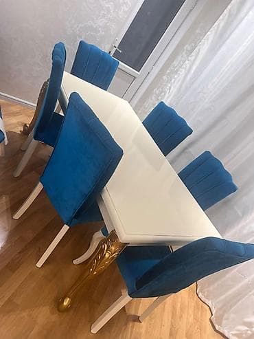 Для гостиной, Б/у, Квадратный стол, 6 стульев at lalafo.az Для гостиной, Б/у, Квадратный стол, 6 стульев