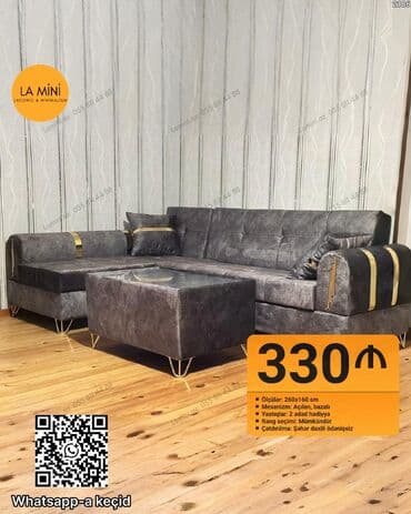 Künc divan və puff dəsti – LA Mini dizaynı - Ölçülər: 260 x 160 sm - lalafo.az -da Künc divan və puff dəsti – LA Mini dizaynı - Ölçülər: 260 x 160 sm -