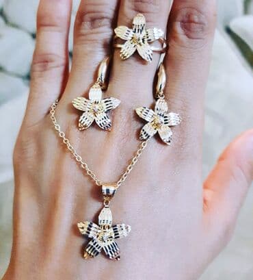 Dəstə daxildir: Üzük, Sırğa, Sep, Pandora, Sarı qızıl, 585 Əyar, 642 g lalafo.az -da — 2 Dəstə daxildir: Üzük, Sırğa, Sep, Pandora, Sarı qızıl, 585 Əyar, 642 g — 2