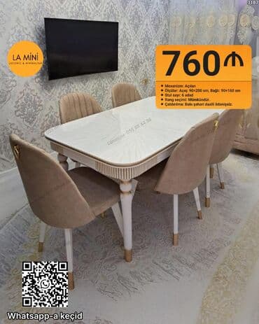 Qonaq otağı üçün, Açılan, Oval masa, 6 stul lalafo.az -da Qonaq otağı üçün, Açılan, Oval masa, 6 stul