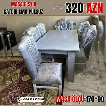 Qonaq otağı üçün, Yeni, Açılmayan, Dördbucaq masa, 6 stul lalafo.az -da Qonaq otağı üçün, Yeni, Açılmayan, Dördbucaq masa, 6 stul