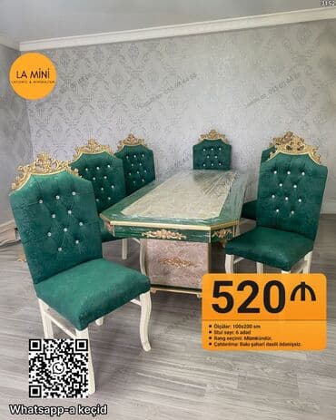 Qonaq otağı üçün, Açılmayan, Dördbucaq masa, 6 stul lalafo.az -da Qonaq otağı üçün, Açılmayan, Dördbucaq masa, 6 stul
